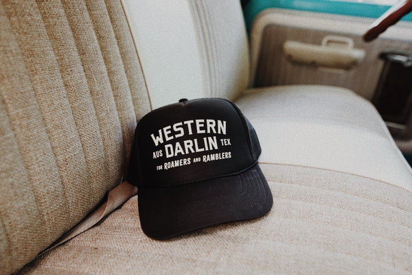 black trucker hat